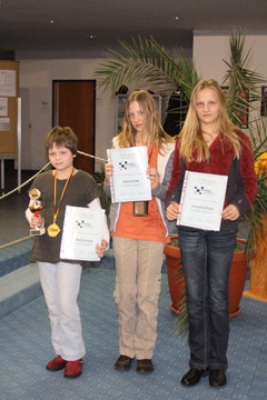 Landesmeisterin Rabea mit den Platzierten Sabina und Alexadra Klinge vom SSC 07